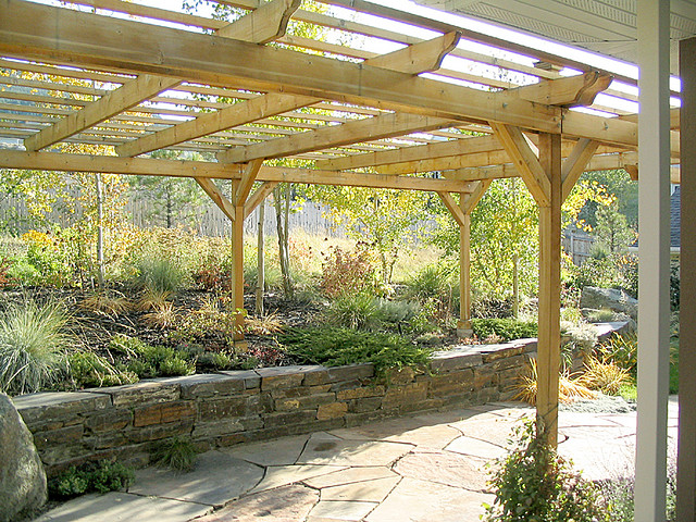 Stone Wall with Pergola Plans